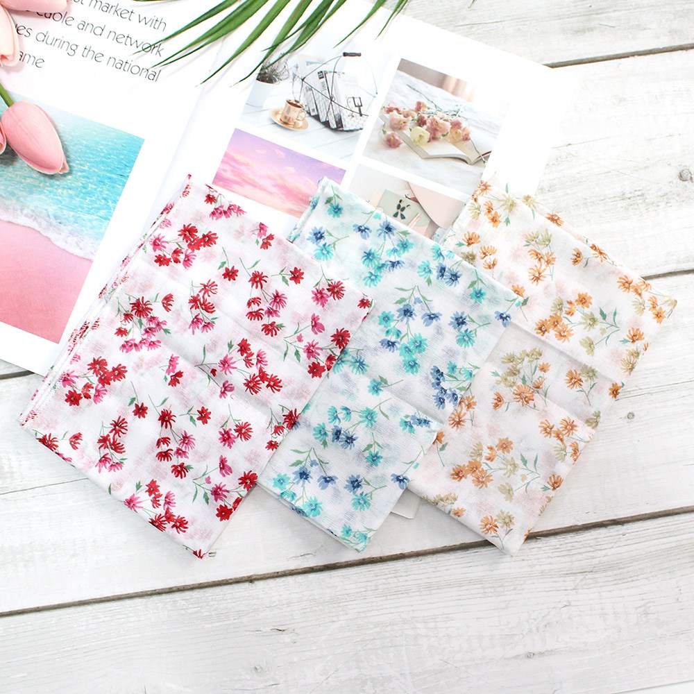 여성손수건 가제 면 쁘띠 목손수건 플라워 꽃무늬 3장 1세트 11,400원