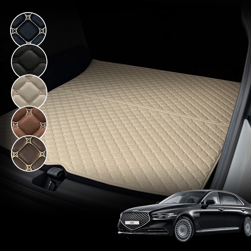 제네시스G90 호환 (EQ900공용) 컨셉토 가죽 퀼팅 트렁크매트 (2015~2021년), 블랙+골드스티치 45,000원