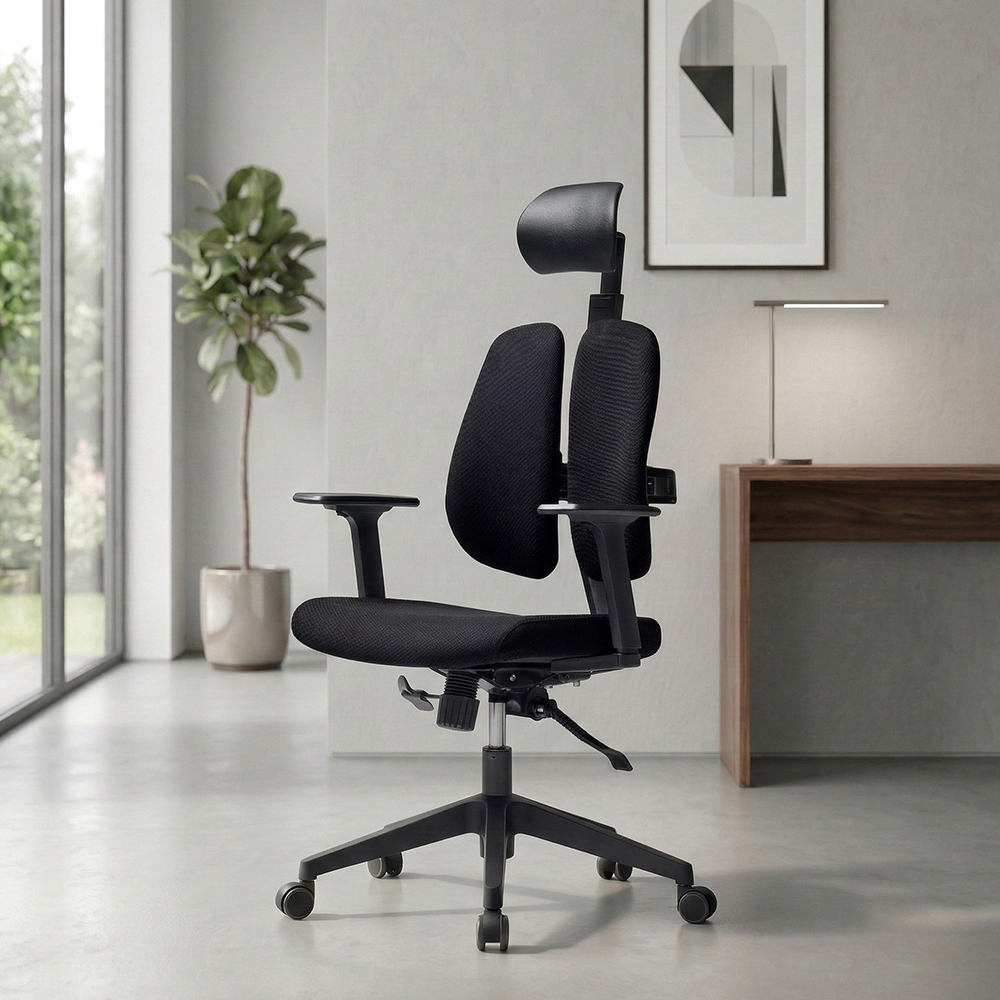 듀오백 사무용 컴퓨터 책상 의자 D-ZERO-A, 블랙 355,000원