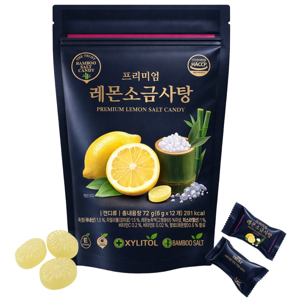 [국내 최초 에디션] 레몬소금사탕 소금사탕 레몬사탕 죽염 미네랄사탕 자일리톨사탕 레몬캔디 비타민사탕 입덧사탕 갈증 입마름 마라톤사탕 입마름사탕 수험생사탕 군인사탕 산업현장사탕, 72g, 5개 15,750원
