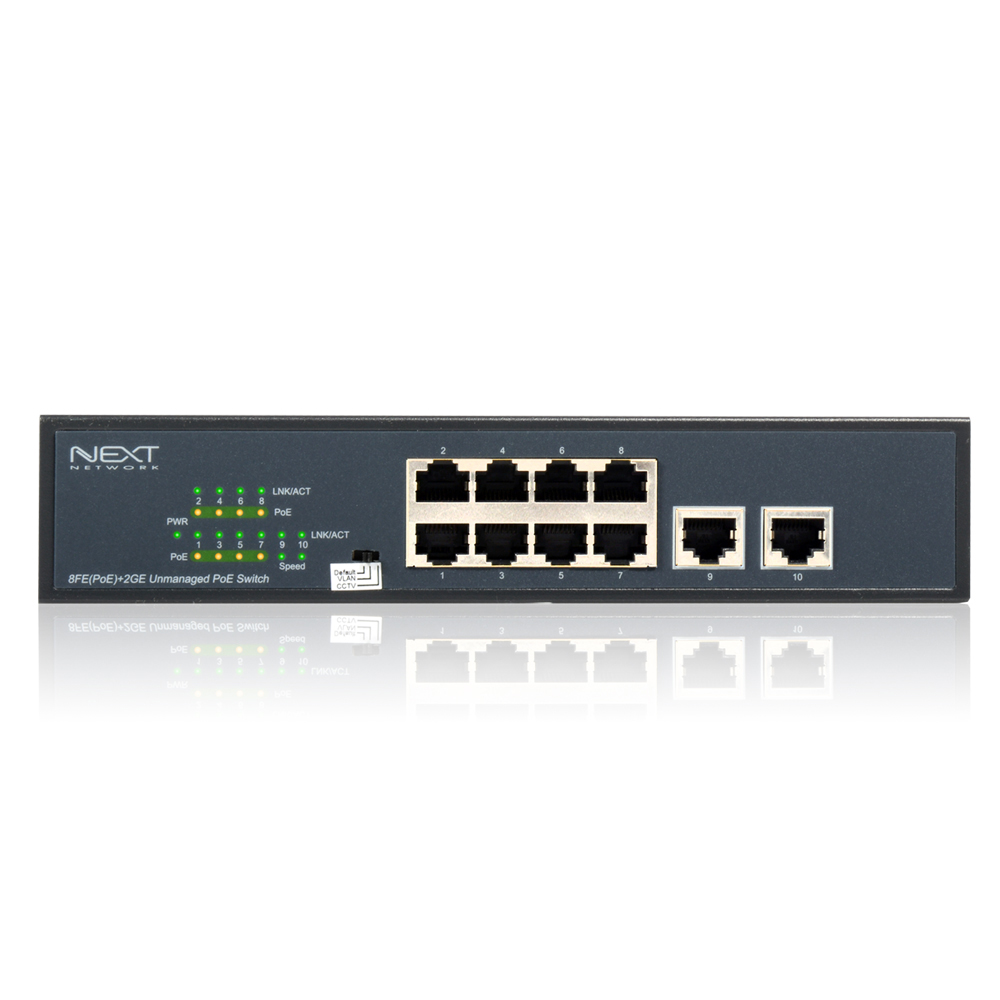 넥스트유 8포트 10/100 Mbps PoE+2포트 업링크 스위칭 허브, NEXT-POE808FP, 1개[출고]_ma 66,900원