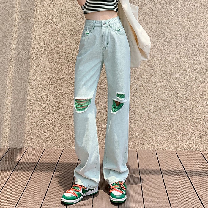 대박난박양 그린 디스트로이드 와이드진(땡처리) 9,900원