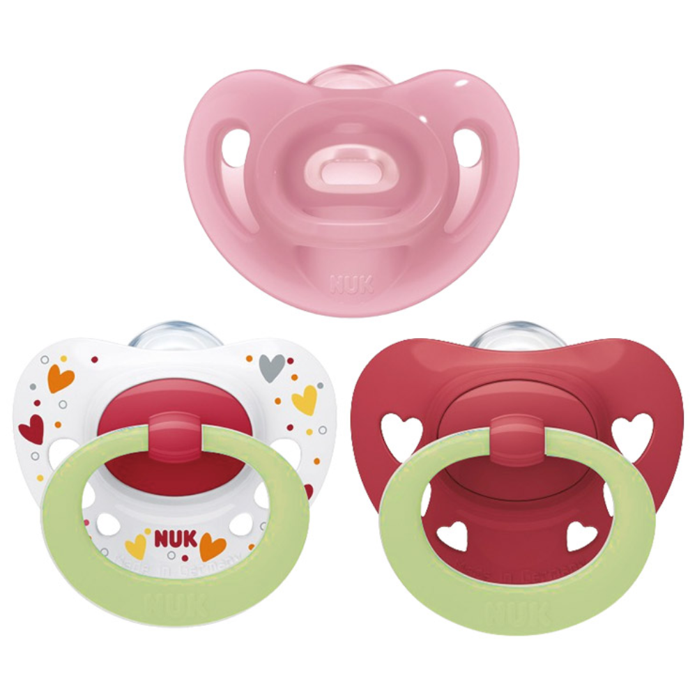 누크 쪽쪽이 체험팩 S1(0~6개월) 올실리콘+야광 [센서티브 1개 + 시그니처 야광 2개], 1세트, 핑크+레드, S1 (0~6개월) 14,900원