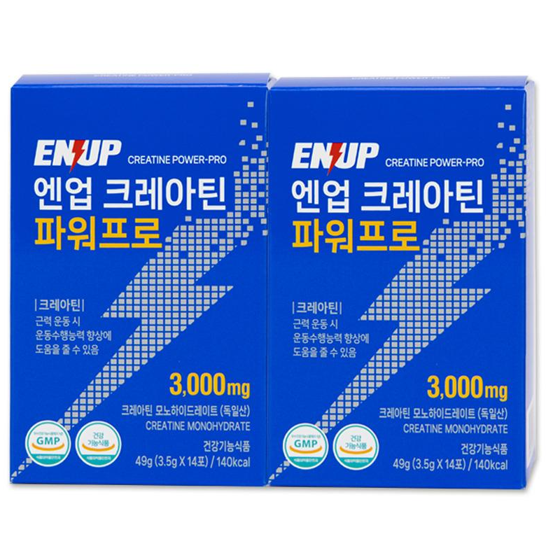 독일산 프리미엄 모노하이드레이트, 엔업 크레아틴 파워프로(3.5gx14포) 바로먹는 1회용 스틱포장, 식약처인정 건강기능식품, 2박스 19,790원