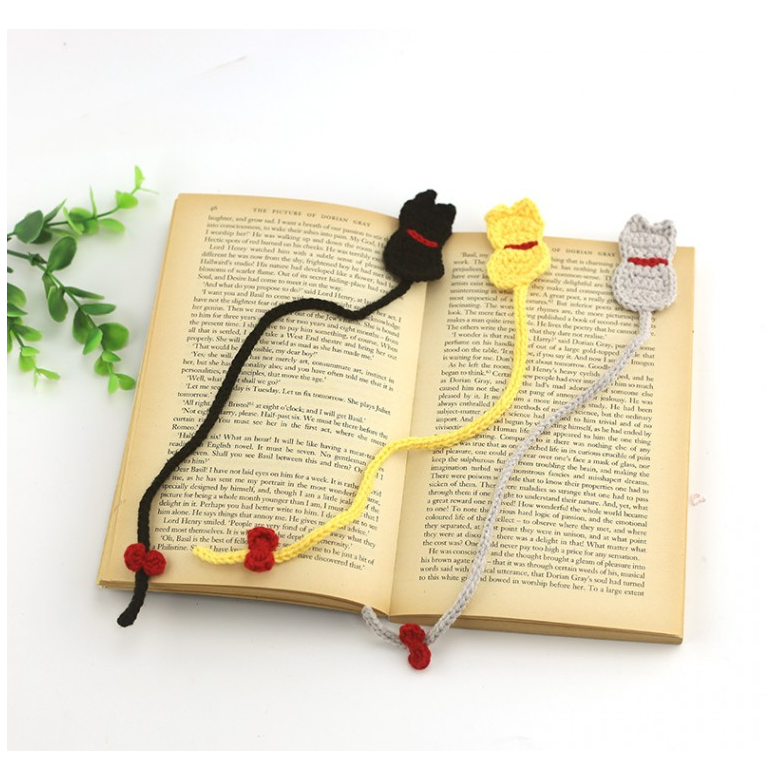 통패밀리 귀여운 고양이 뜨개 책갈피 끈갈피 북클립 북마커 북마크, 1개, 버터옐로우 9,900원