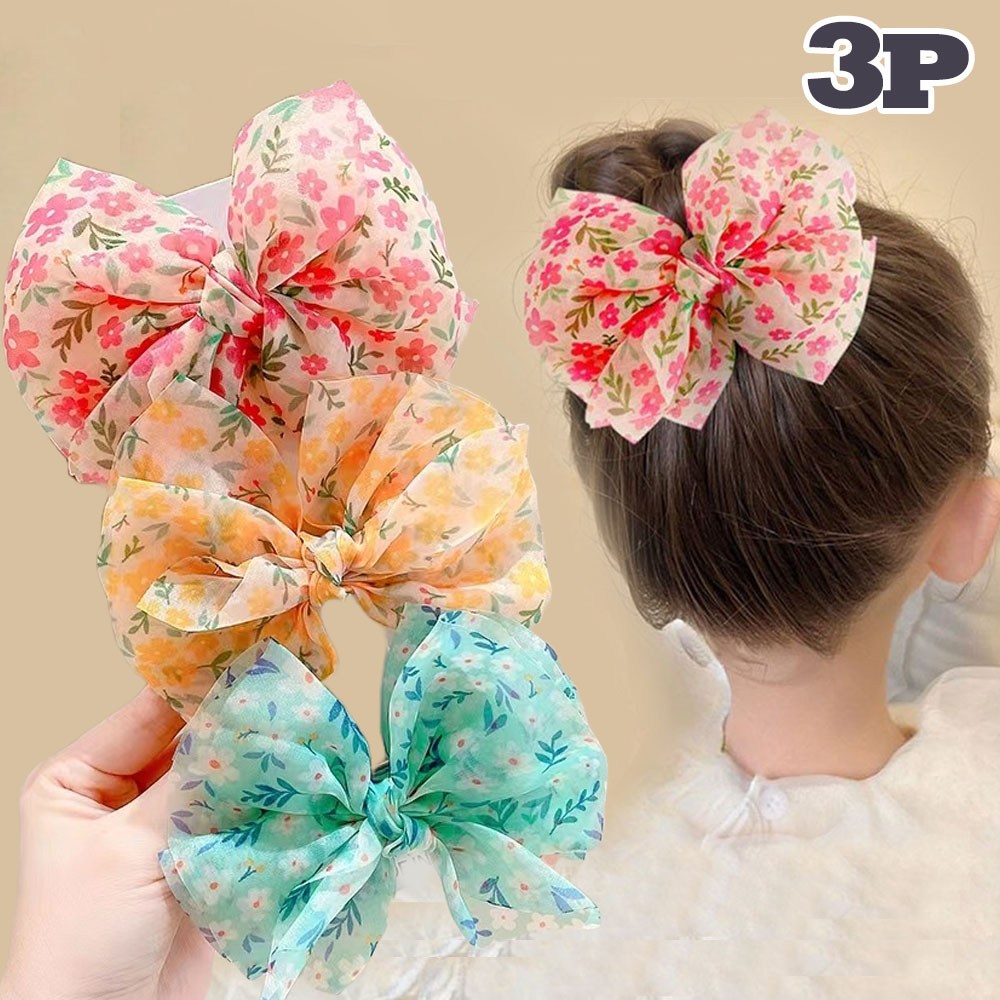 은꽃밴드 [3p세트] 큰 사이즈 16CM 꽃무늬 쉬폰 유아 리본 머리핀 9,990원