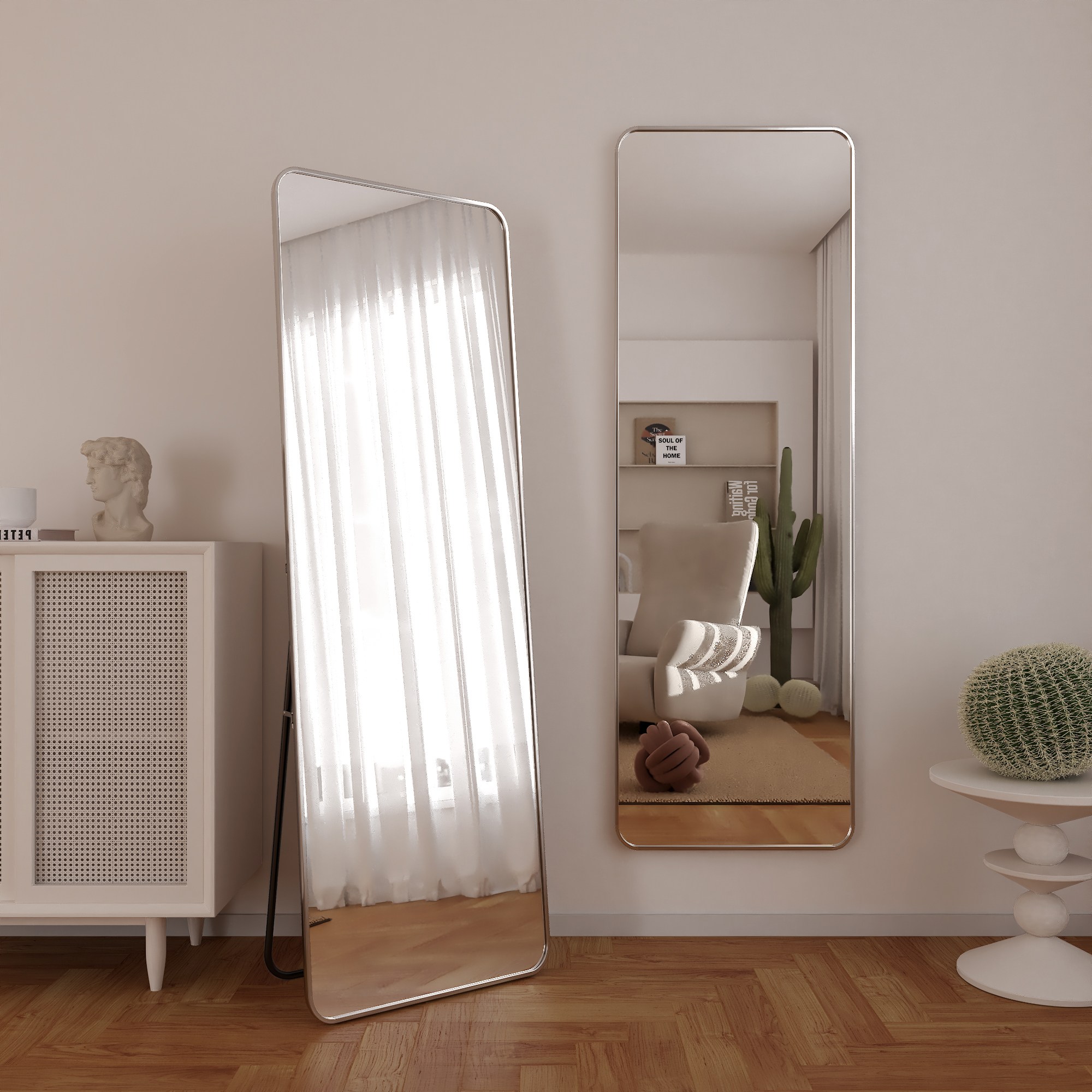 뷰티피크 라운드형 전신거울 3in1 스탠드 벽걸이 거치형 강화안전유리 380*1500 49,900원