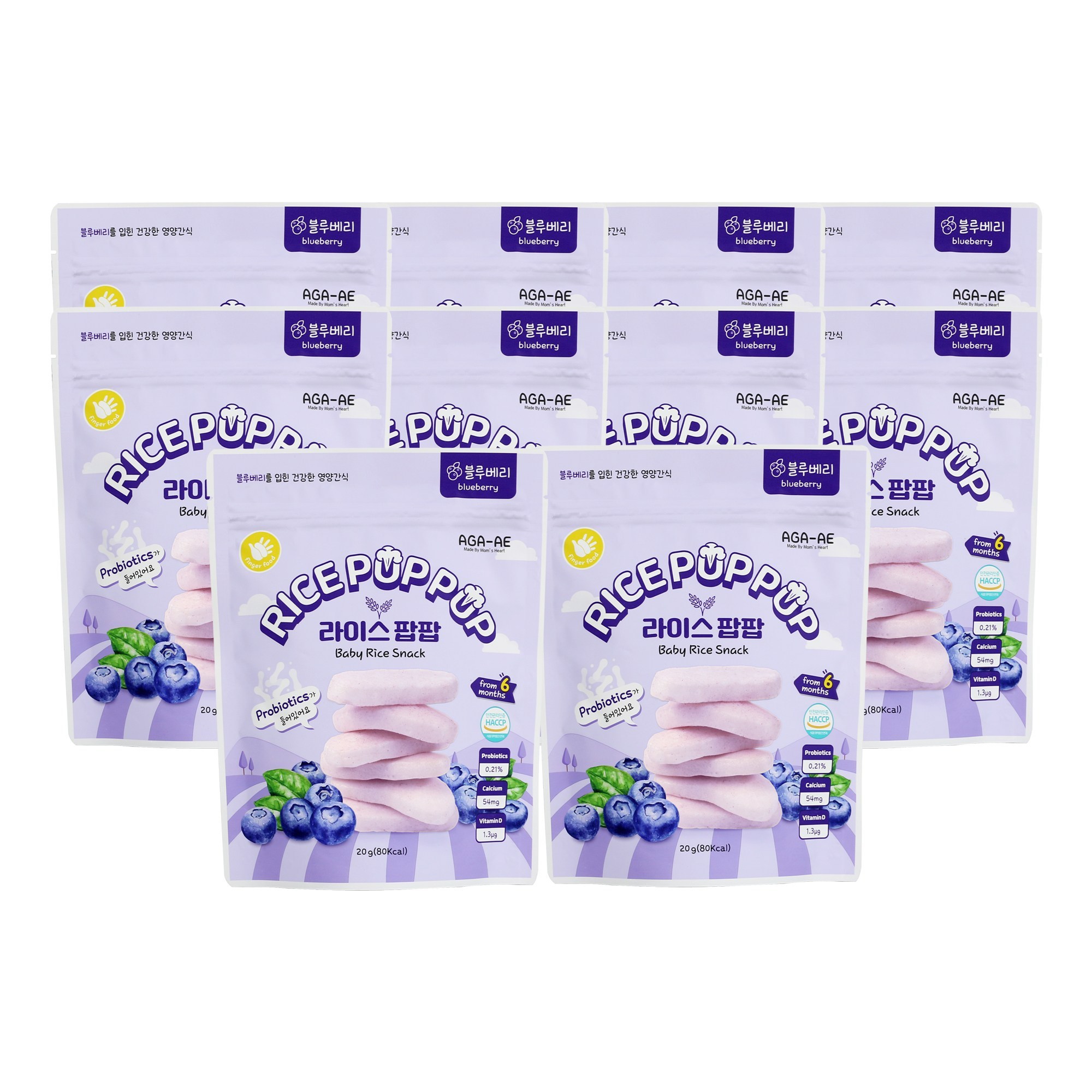 아가애 라이스팝팝 블루베리 유기농쌀떡뻥 [원산지:국산], 10개, 20g, 블루베리 27,580원
