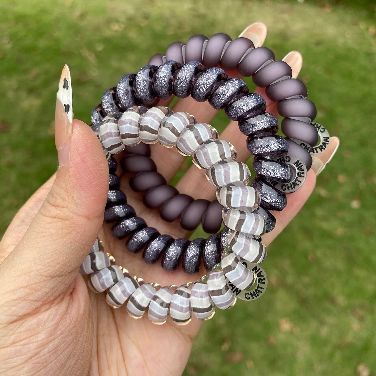 헤어바이브 에든버러 미드나잇 레인 머리끈 3종 세트 전화선 머리끈 헤어타이 예쁜 머리끈 9,900원