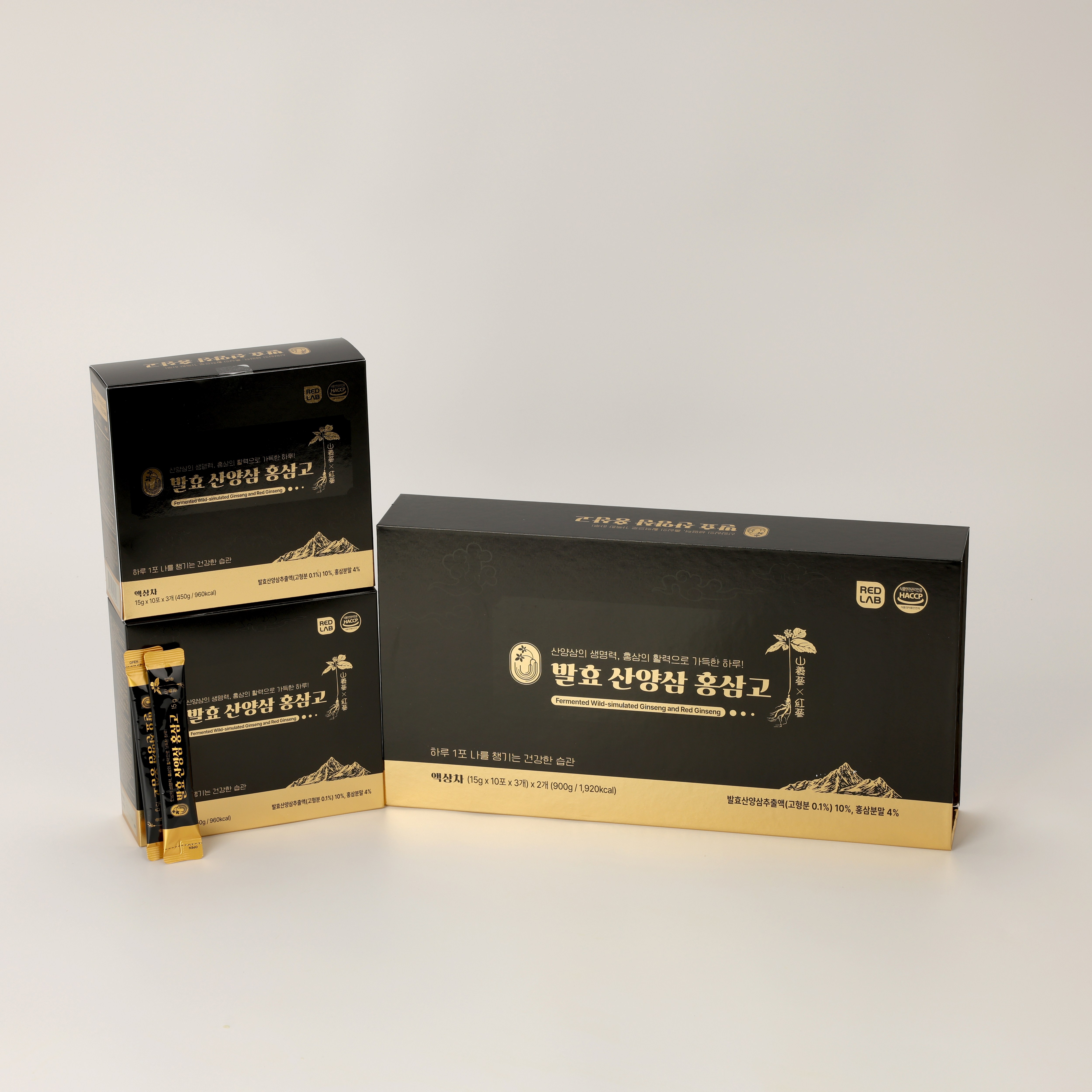 [레드랩] [발효산양삼홍삼고] 제천 HACCP 천연 스틱 농축 피로회복 면역력증진 뇌 보호 기억력향상 선물세트, 900g, 2개, 60개입 240,000원