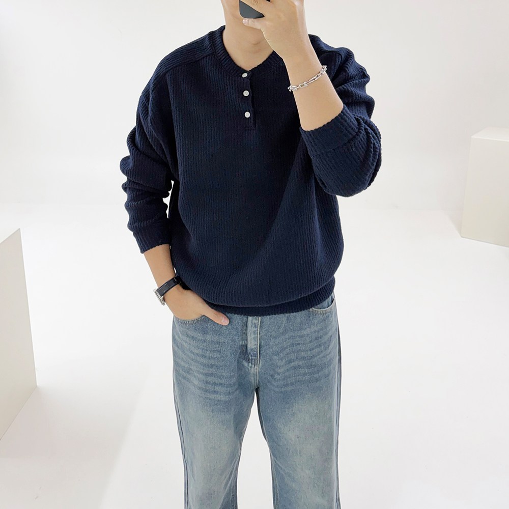 아도르클래식 남성용 모엔드 헨리넥 라운드 골지 데일리 커플 니트 24,000원