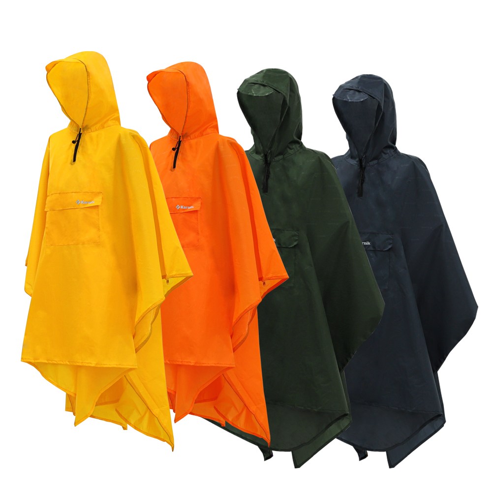 카르닉 아웃도어 판초우의 비옷 망토형 프론트포켓 후드형 레인자켓, 카키, 1개 19,900원