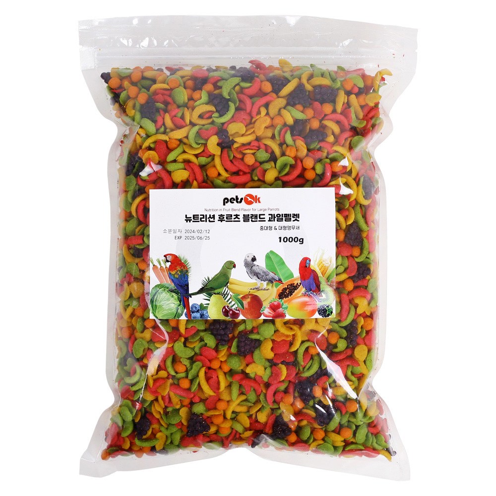 뉴트리션 대형앵무 과일펠렛 앵무새 먹이 사료 11,200원