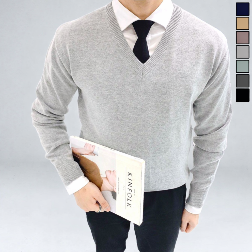 이브 남성용 봄 가을 캐시미어 오버핏 브이넥 니트 빅사이즈 (1331-1) 35,800원