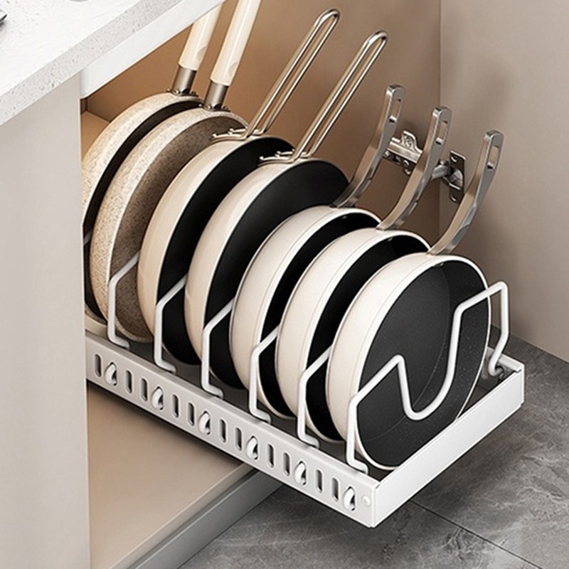 FONOW 슬라이딩선반 접시 후라이팬 싱크대 정리대 수납 선반 다용도 정리대 + 칸막이 조절 가능, 하얀색, 1개, 1단 14,700원