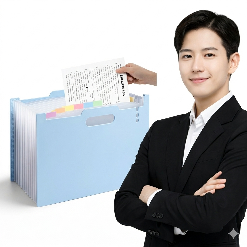 네오드 A4 아코디언 파일함 13포켓 도큐먼트 스텐드형 파일철 서류함, 1개, 시크 블루 11,000원