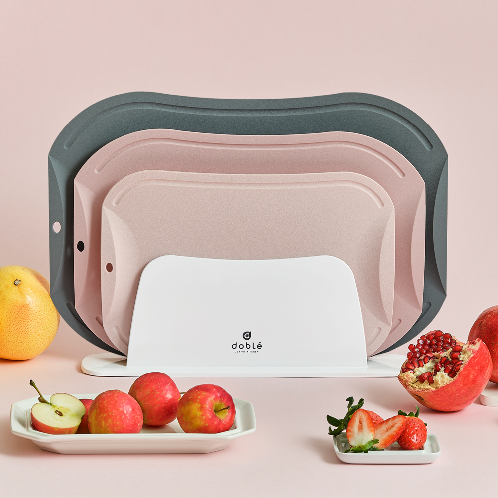 도블레 칼집나지 않는 도마 페일핑크 소 + 도마 미스티핑크 중 + 도마 소프트그레이 대 + 도마 거치대 + 선물박스 세트, 1세트, 5종 59,420원