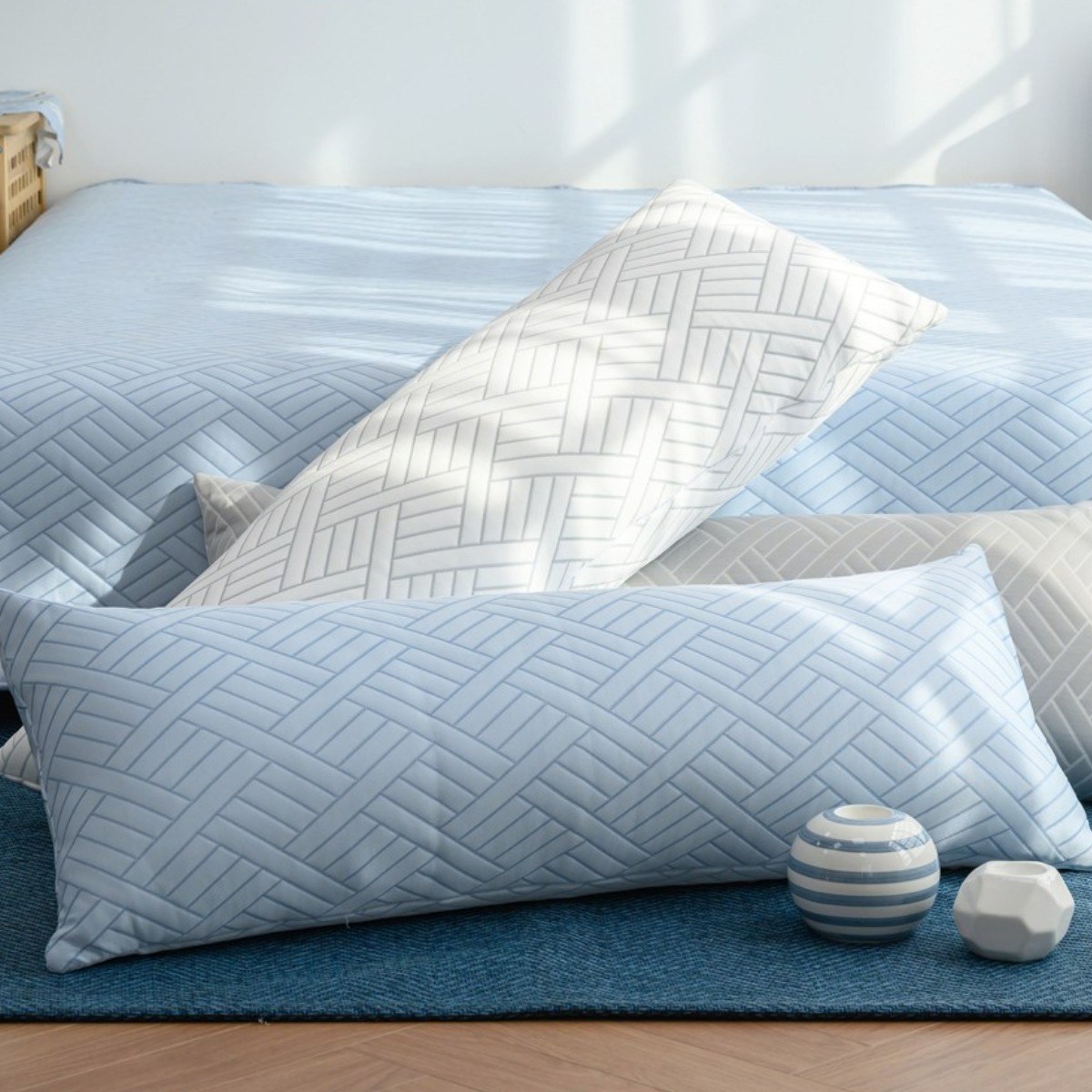 국산 리빙캐슬 냉감 듀라론 쿨헤링본 바디필로우 커버, 블루 27,300원