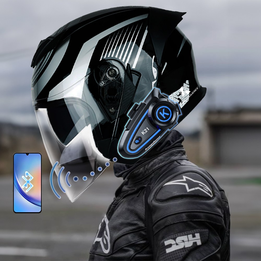 킥커머스 오픈페이스 K21 블루투스 오토바이헬멧, 고릴라블랙 139,100원