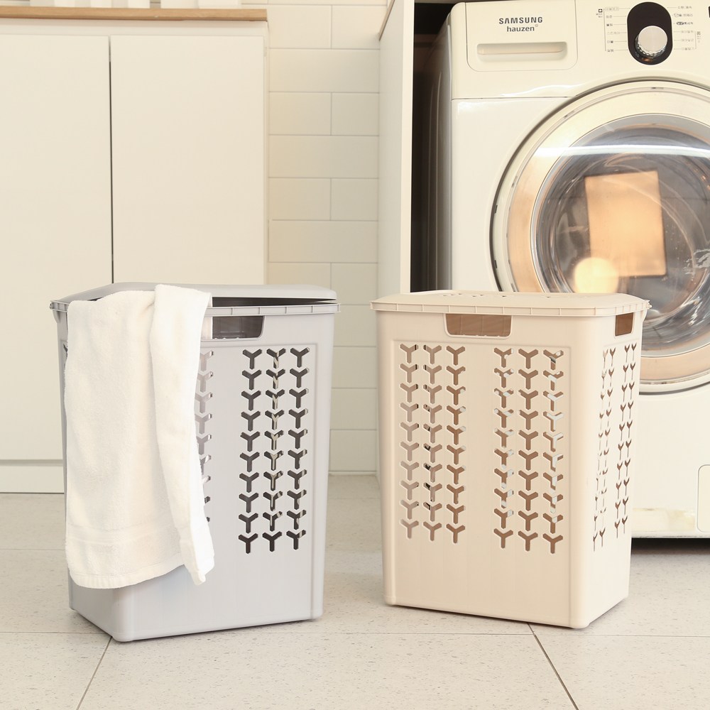 올유리빙 삼각패턴 뚜껑 빨래바구니 42L 16,900원