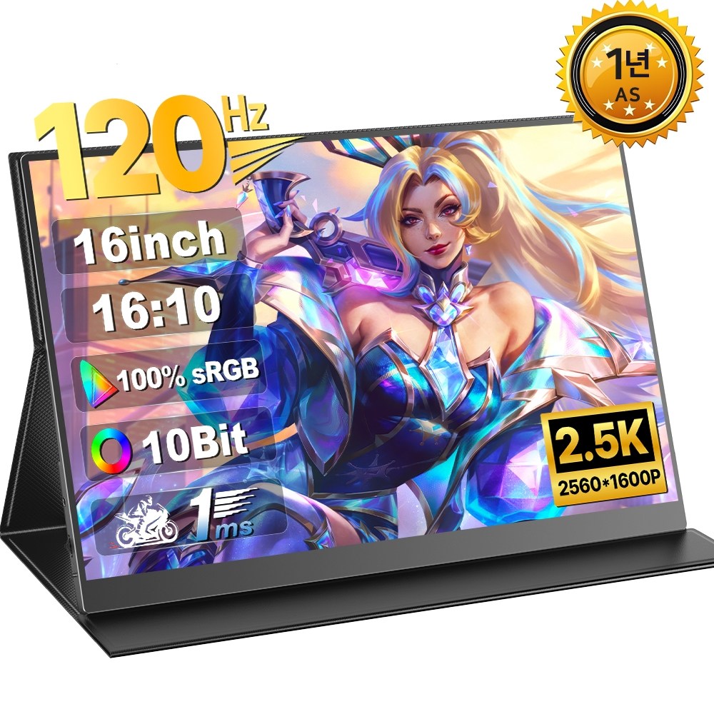 ZETYPE 2.5K QHD 게임용 120Hz 16인치 포터블 모니터 DEX 초경량 휴대용 모니터 UGame, 40.64cm, M156B03 229,000원
