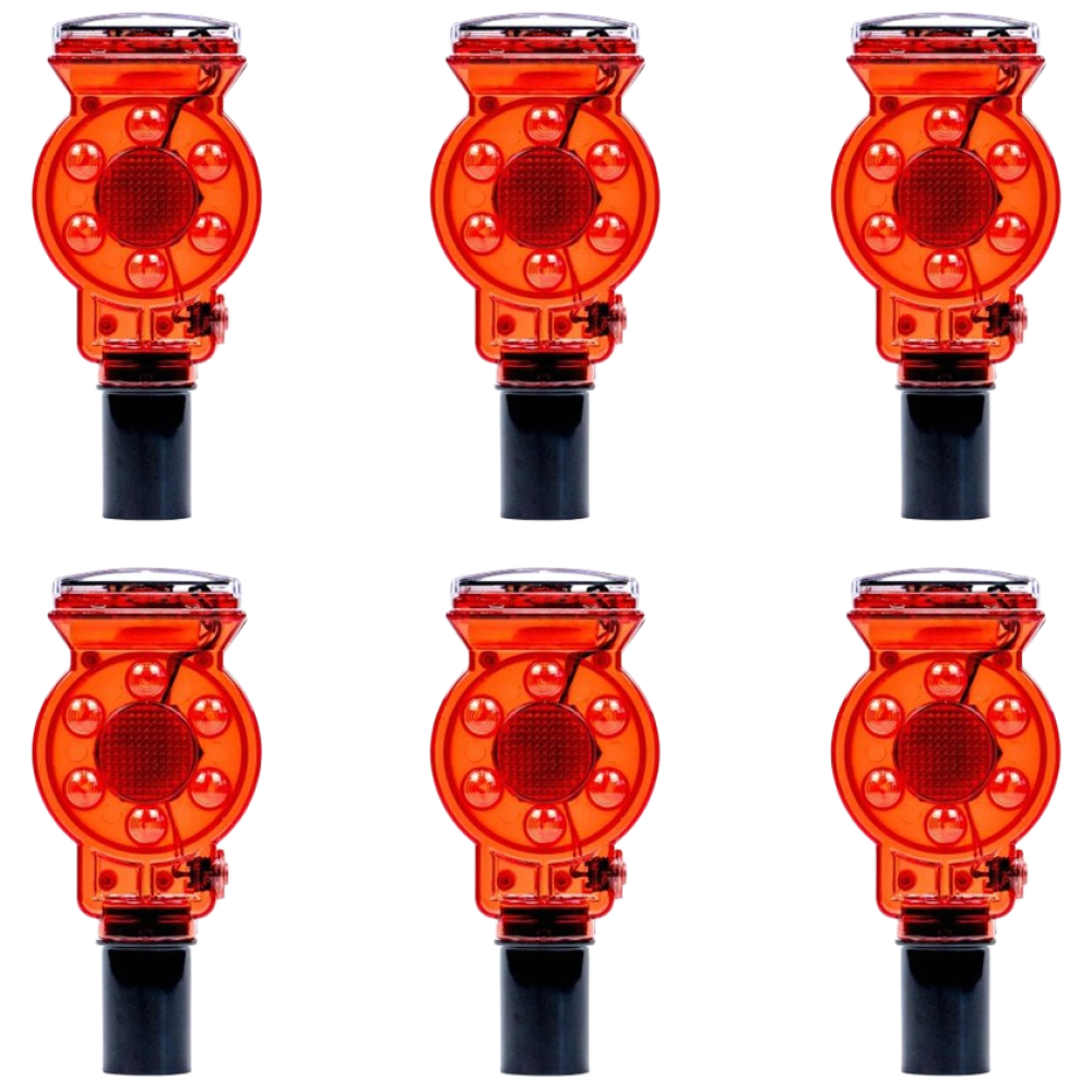 LED 파이프용(35mm) 쏠라 경고등(6개입) / 경광등 공사장 깜빡이 태양열 충전 유도등 도로 안전용품 말뚝 파이프 고정, 6개, 레드 52,240원