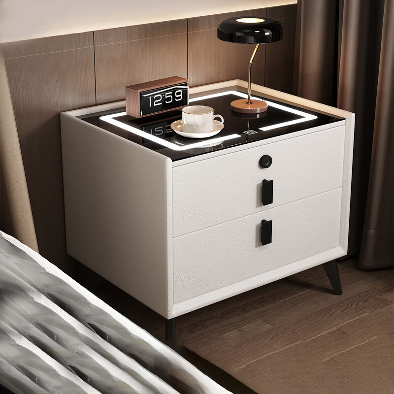 Tixpra 스마트 협탁 원목 모던 럭셔리 LED 스마트 라이트 USB+ 무선충전 다기능 침대 옆 수납장 수납장, 현재가 119,800원