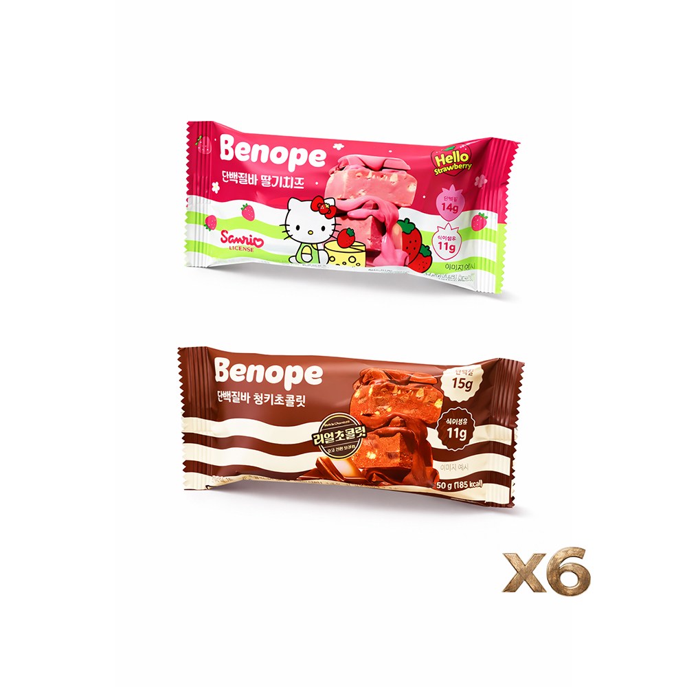 베노프 단백질바 딸기치즈 + 청키초콜릿 혼합구성, 6개, 50g 9,020원