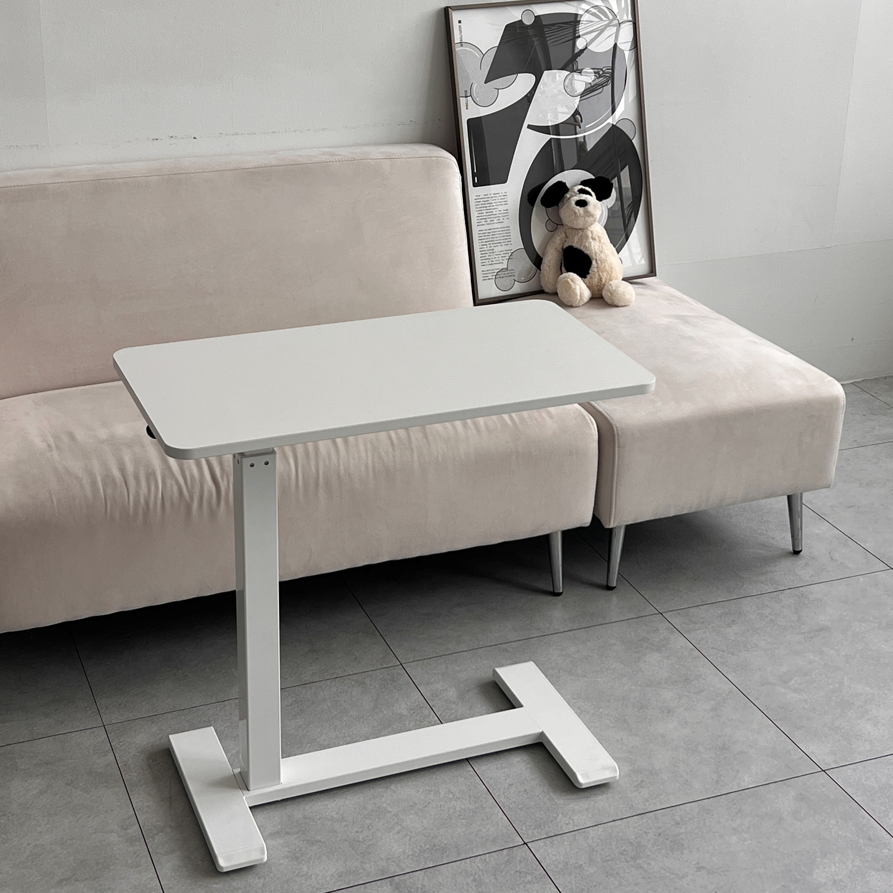 오브민 유압식 높이조절 이동식 사이드 테이블, 화이트 44,900원