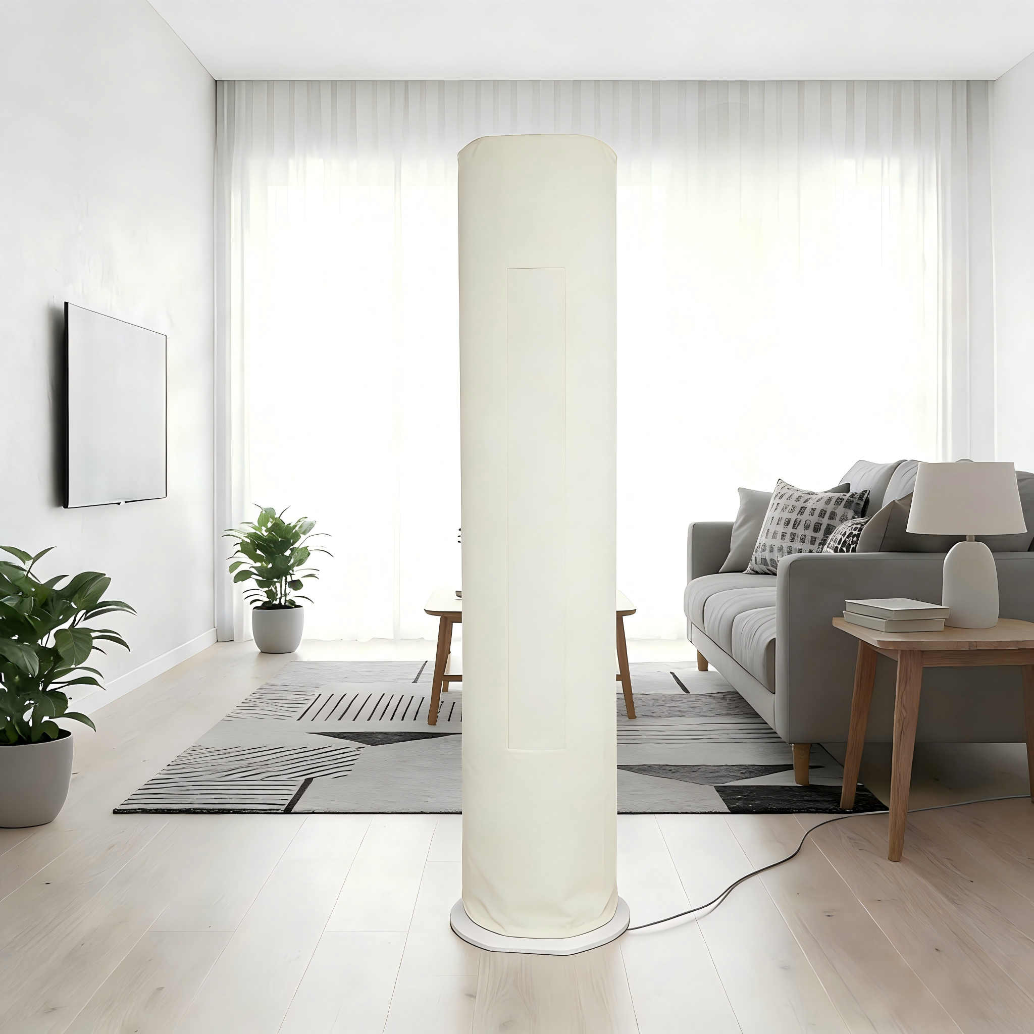 Maggoing 사계절 사용 가능 스트레치 원단 스탠드+벽걸이 에어컨 커버 먼지방지 거실용, 밀크 화이트 16,160원