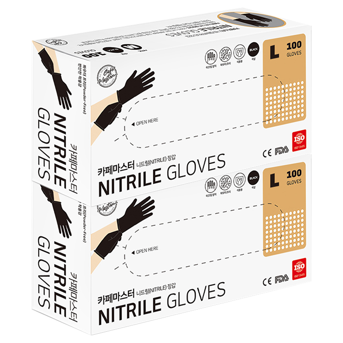 카페마스터 니트릴 장갑 블랙 L 100매x2박스 21,000원