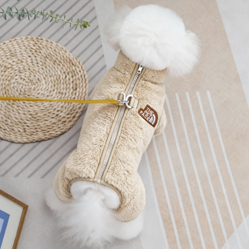 Jeernare 따뜻한 극세사 강아지 겨울옷 집업형 강아지 패딩 산책패딩조끼 중형견 소형견 정전기 방지, 1개, 미색 9,990원