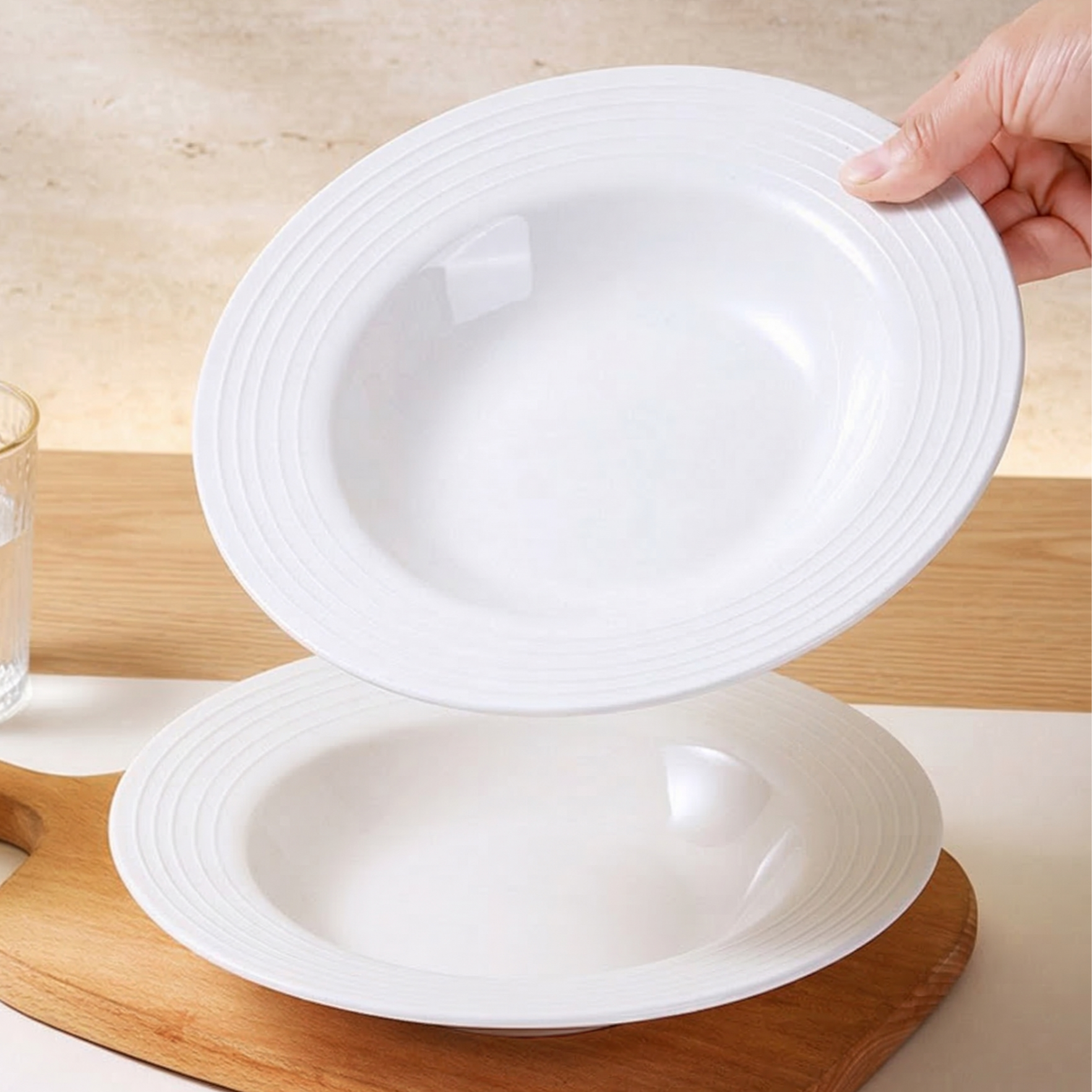 [트라움] 파스타볼/샐러드볼 1+1 호텔식 고급 도자기 접시 그릇 세트, 화이트, 2개 18,900원