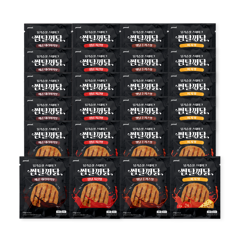 재미어트 썸탈꺼닭 소스 닭가슴살 스테이크 4종 혼합 구성 (냉동), 120g, 24개 59,900원