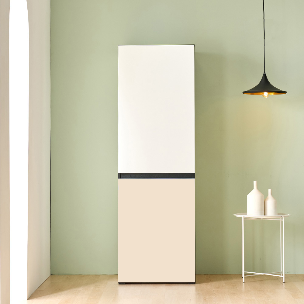 라자가구 모비오 주방 수납장 600 x 600 x 1853 mm 600 방문설치, 화이트 + 베이지 256,600원