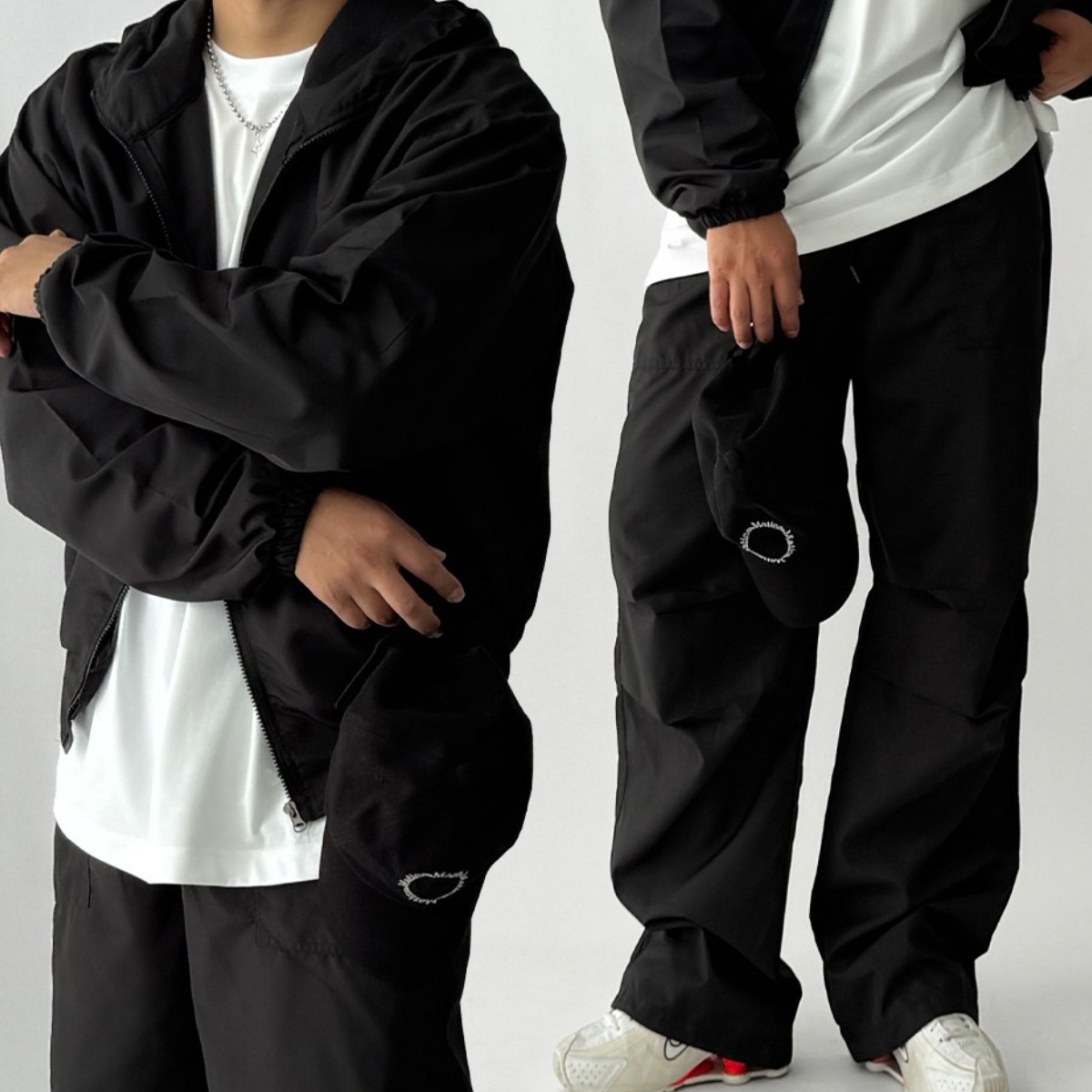 빠델 투웨이 후드집업 & 카고 와이드 스트링팬츠 트레이닝 셋업 39,900원