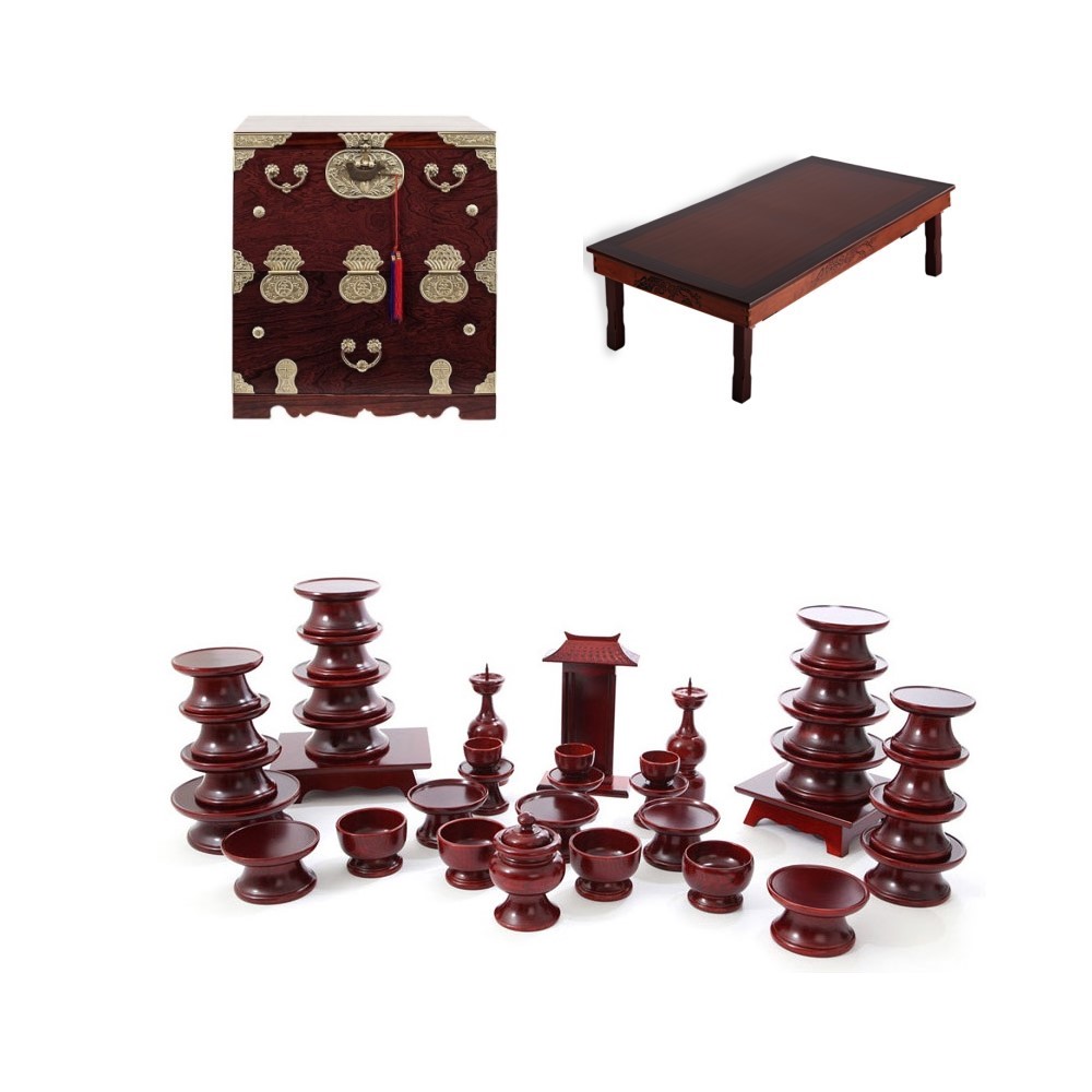 남원목기 문화재 물푸레 제기 37p + 오동나무 앞닫이 제기함 + 춘향골 직교자상 80-120, 1세트, 제기함 + 제기 37p + 직교자상 609,000원