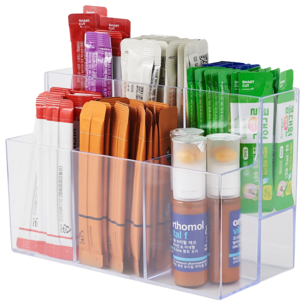 퓨어베어스마켓 2단 아크릴 칸막이 약 정리함, 투명, 1개 12,900원