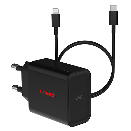 로랜텍 아이폰 20W 고속충전기 + C to 8핀 고속케이블 1m 세트, 블랙, 1개 13,200원