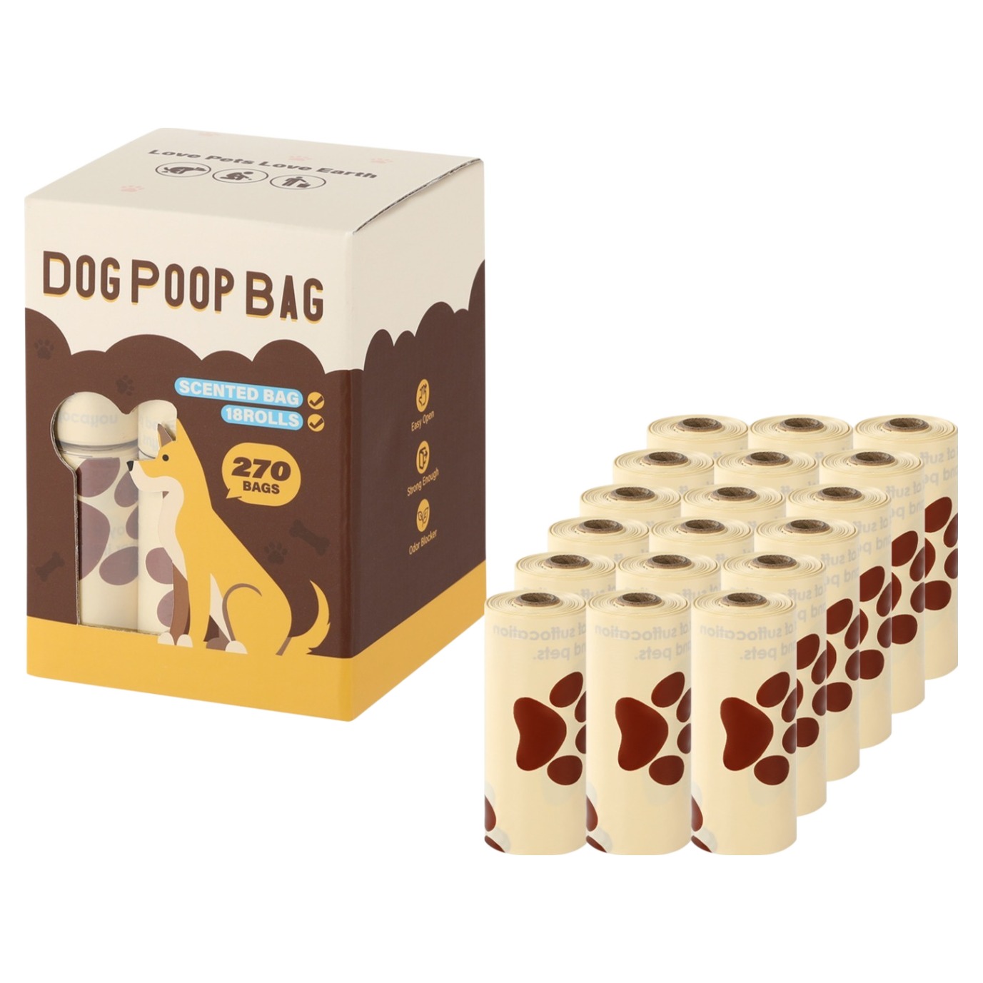 그린허그 강아지 밀크향 배변봉투 풉백 똥츄, 브라운, 1개, 270개입 10,900원