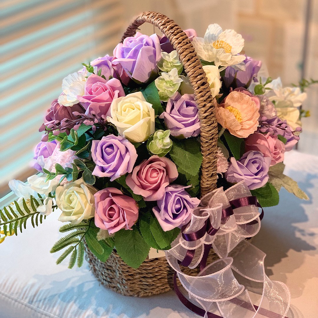 꽃바구니(대) 바이올렛 비누꽃다발 개업식 승진축하 칠순 돌잔치 집들이 인테리어 58,500원