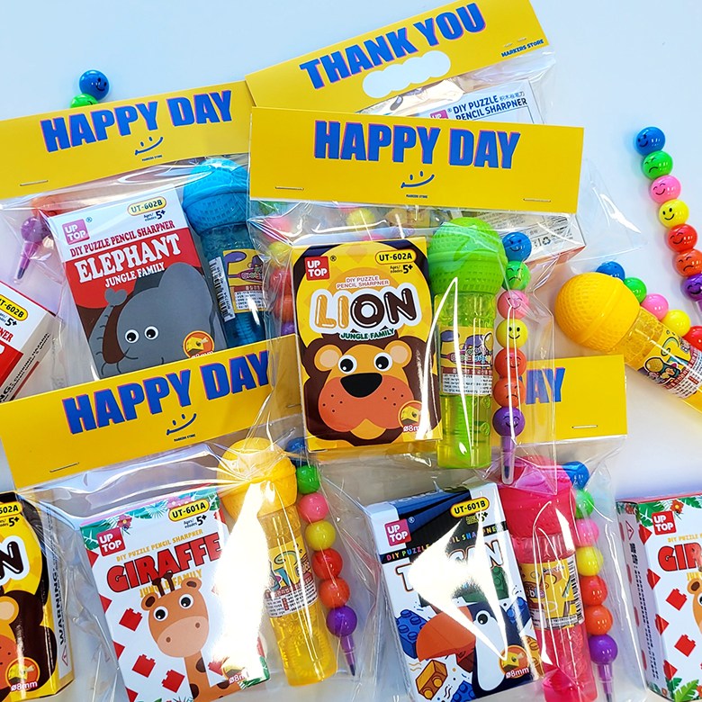 해피데이 동물블럭 선물 구디백 8개 + 스티커 8개 세트, 옐로우, 1세트 28,900원