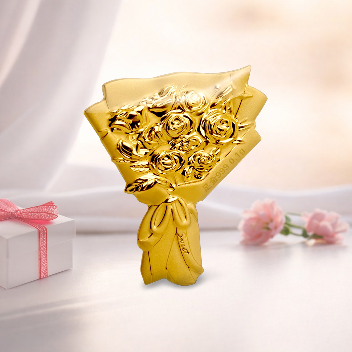 [러브넛] 24K 순금 감사 카네이션 축하 꽃다발 어버이날 응원 입학 선물 오브제 골드바(0.1g) 61,900원