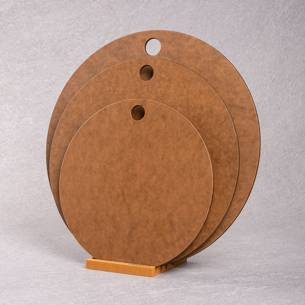 오리지니크 원목 나무 압축 도마 원형 플레이트 월넛 3종세트+6mm나무도마거치대 증정, 월넛, 1세트 108,900원
