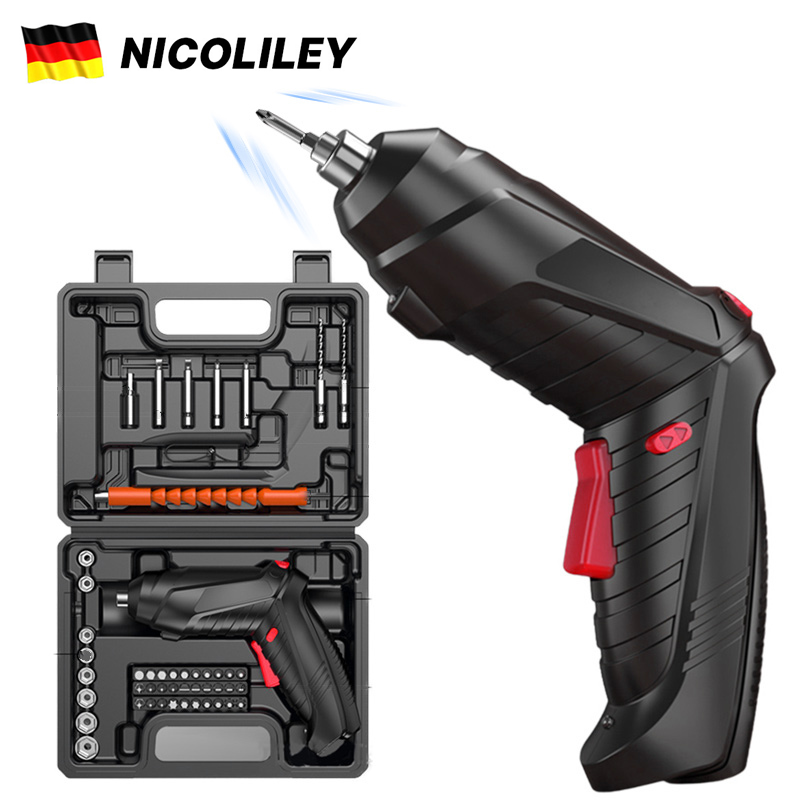 nicoliley 독일 전동 드라이버 3.7V 가정용 전동드릴 47종 휴대용 공구세트 19,780원