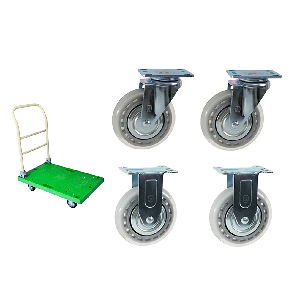 캐스터팩토리 국산 무소음 바퀴(5인치회전2개 고정2개 1세트) 저소음 끌차 대차 운반구 바퀴 우레탄 택배 상차차 고정 구루마 구르마 접이식 수레 밀차 33,000원