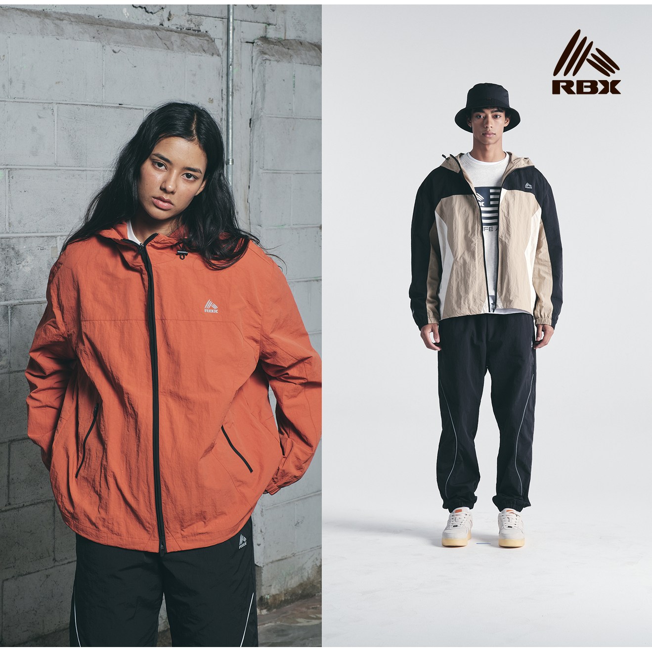 RBX 남여공용 엑스블럭 타슬란 오버핏 후드점퍼 바스락 경량 루즈핏 바람막이 139,000원