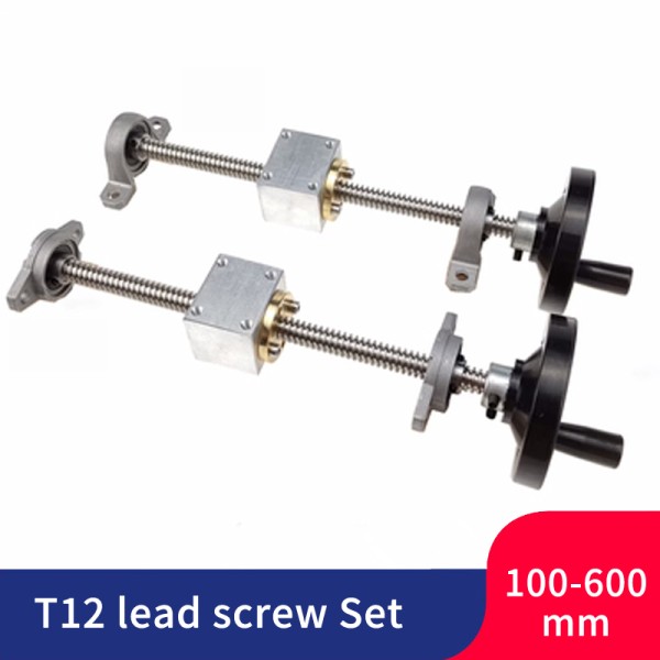 핸 휠 리 가이 레일 나사 T12 12mm 250 300 400 500mm + 수직 브래킷 DIY 편리한 슬라이 cnc 35,200원