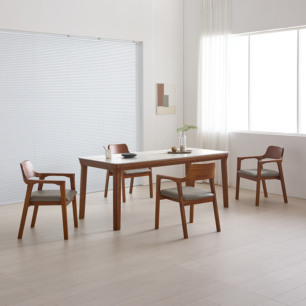 라로퍼니처 노바 1900 연그레이 포세린 통 세라믹 6인 식탁 세트 6인용 참죽나무 원목 테이블 692,000원