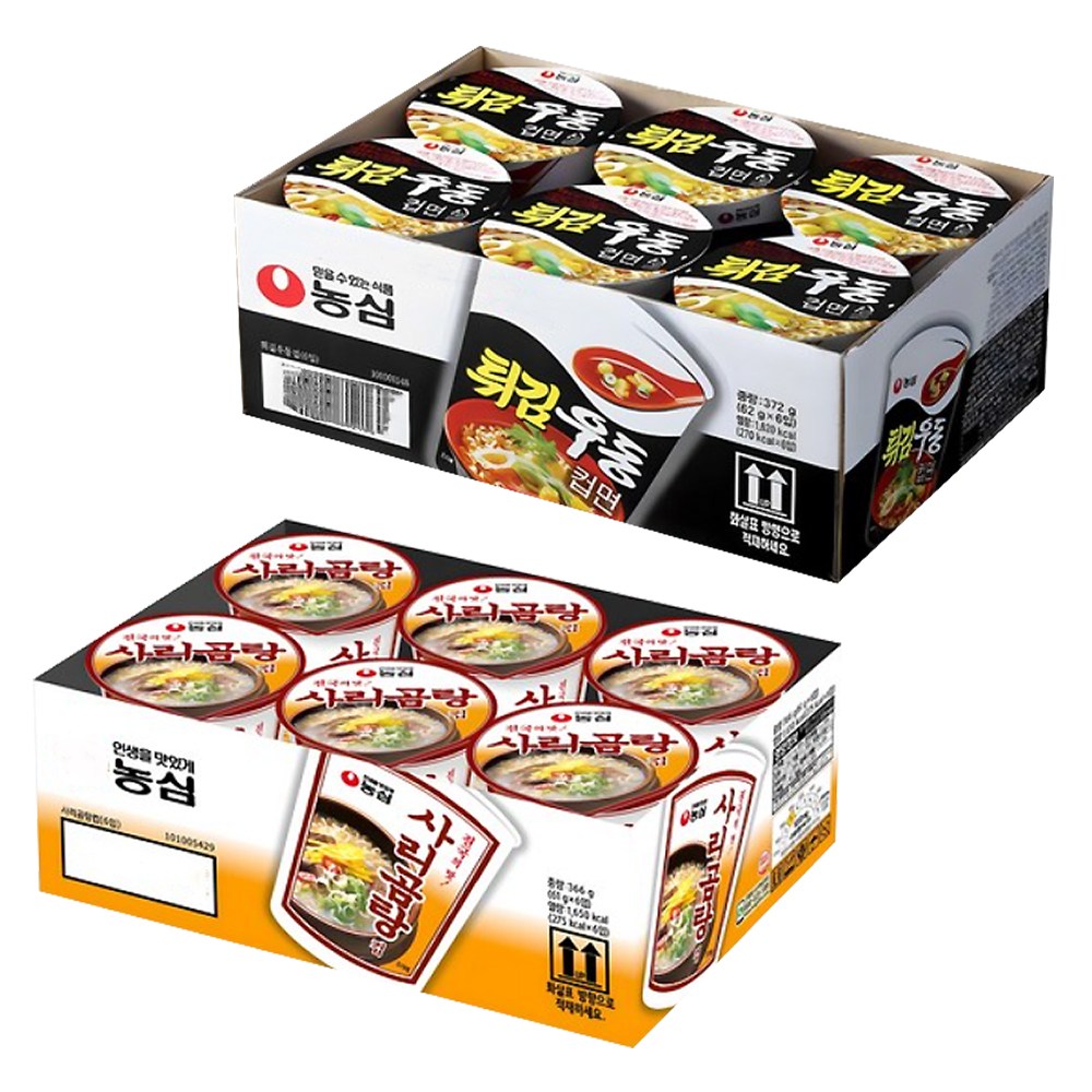 농심 튀김우동 작은컵 6입 + 사리곰탕 작은컵 6입 세트 19,600원